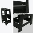 thumbnail image 2 of Fionafurn Kids Wooden Step Stool with Safety Rail, Adjustable Height Standing Tower Learning Stool for Kitchen Counter (Black), 2 of 8
