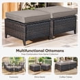 thumbnail image 3 of Planntonneo Outdoor Wicker Ottoman Set of 2, Patio Rattan Footrest Seat with Grey Cushions, Brown Wicker, 3 of 8
