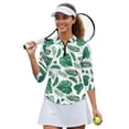 thumbnail image 2 of HUIACONG Leaves Womens 3/4 Sleeve Golf Shirts Quarter Zip Polyester Spandex Fabric with Soft Quick Dry Golf Shirt Women for Ladies, 2 of 10