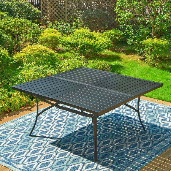Summit Living 60" Weather-Resistant Outdoor Dining Table with Black