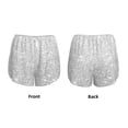thumbnail image 3 of Rateoe Silver Glitter Printed 2 in 1 Women's Workout Shorts for Athletic Gym Running Shorts with Phone Pockets-Medium, 3 of 7