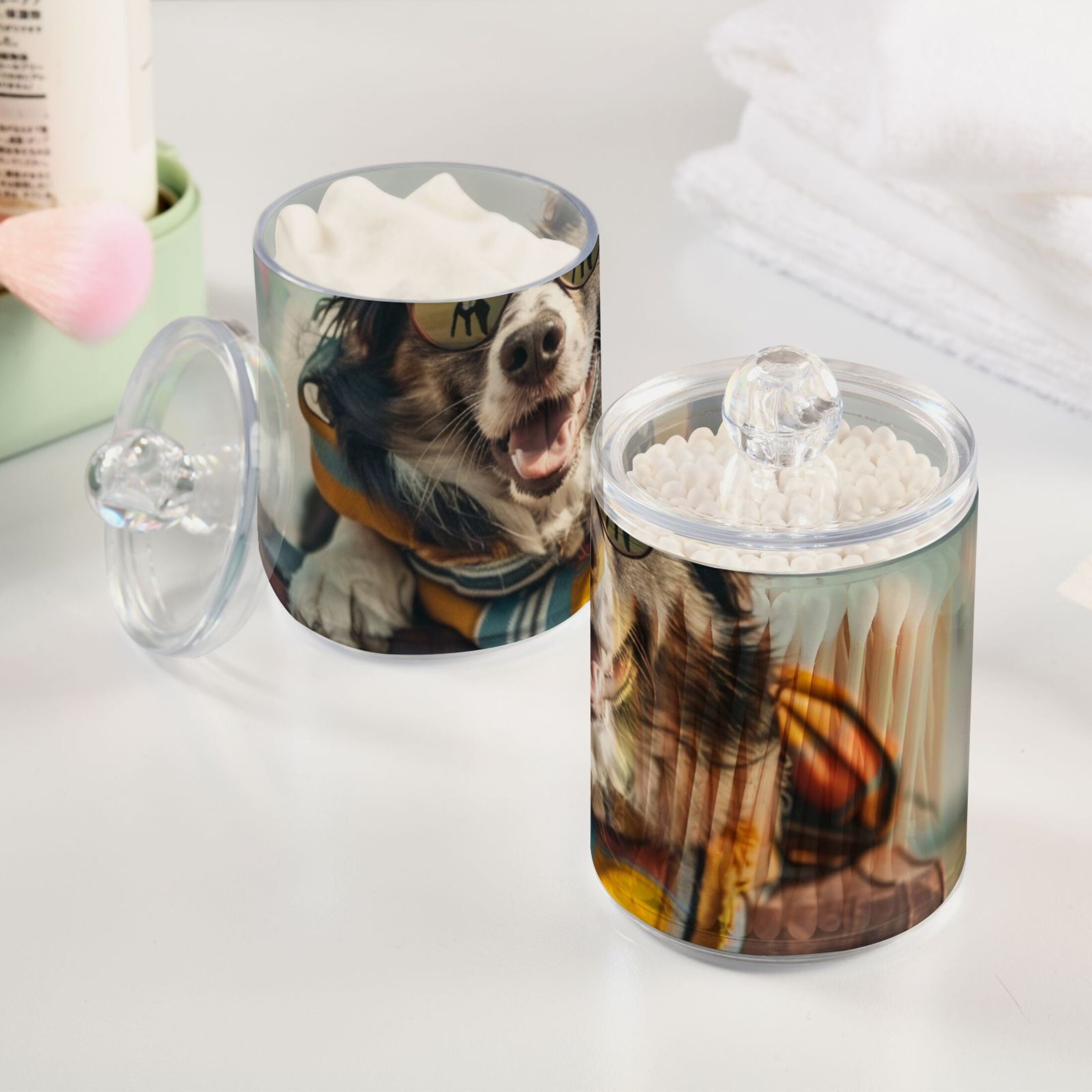 Ckdifva Traveling Dog Storage Jar with Lid Acrylic Organization Storage Containers Set of 4