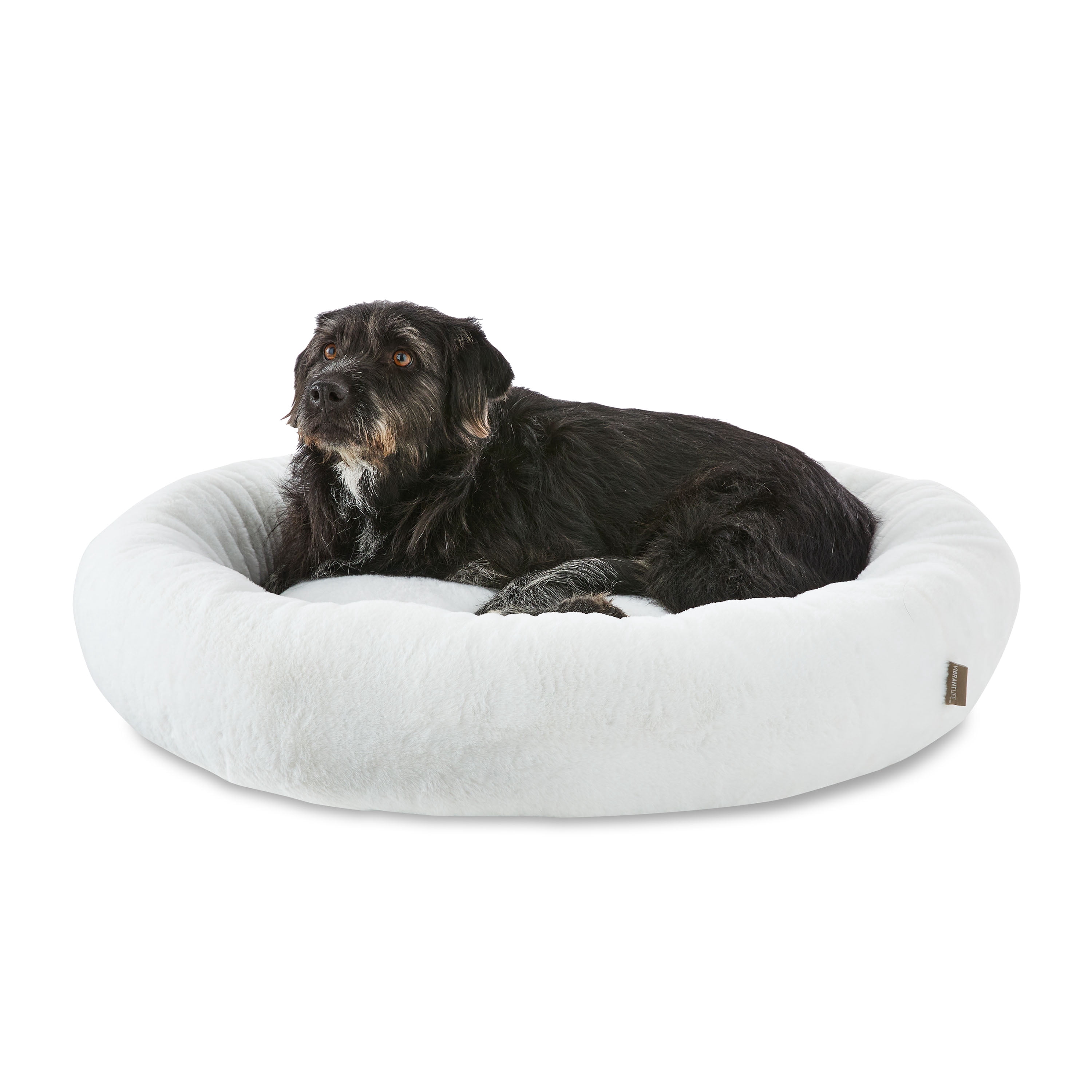 Vibrant Life Extra Large Round Orthopedic Pet Bed, White, 35"