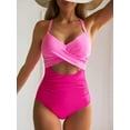 thumbnail image 3 of Women's Swimsuits Tummy Control Cutout High Waisted Bathing Suit Wrap Tie Back 1 Piece Swimsuit, 3 of 4