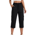 thumbnail image 2 of Guluxicc Women's Cargo Pants with Multi Pocket Elastic Waist Drawstring Cropped Trousers for Everyday Summer Fall, 2 of 7