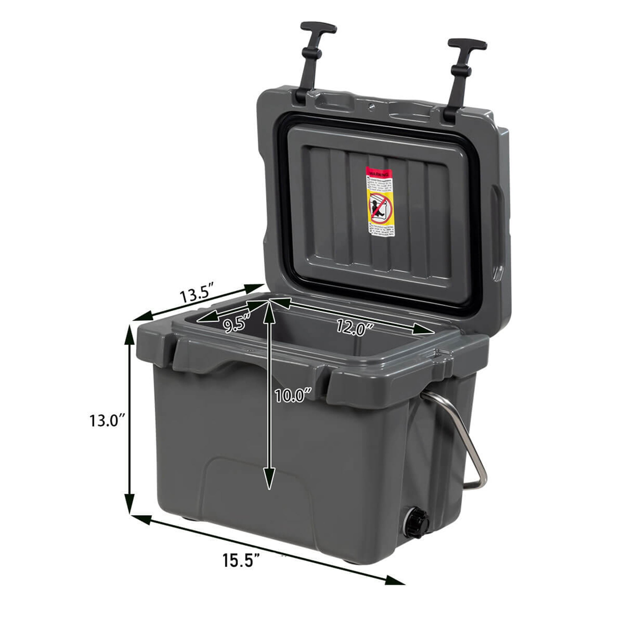 Stakol 16 Quart Ice Chest Water Cooler with Cup Holders, Grey