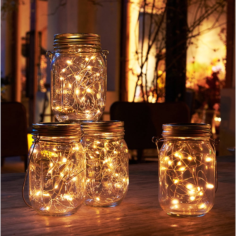 Solar powered LED garden lights -20 LED solar lights hanging outdoors, waterproof Mason jar lights, garden decorative lighting fixtures, Christmas, yard, wedding, party (hot)