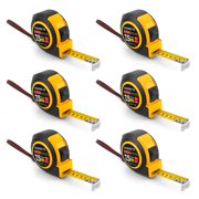 SKMOO Steel Tape Measure 25 Ft 6 Packs - Retractable Self-Locking With Fractions, Easy Read Metric, Body Measuring, Cinta Metrica