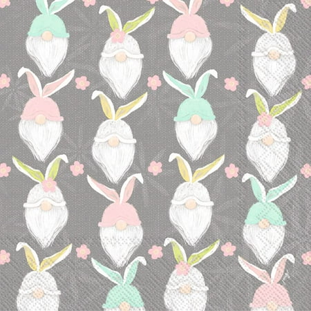 Boston International L949500 Paper Lunch Napkins Pack of 20 - Bunny Gnome Pattern - case of 3