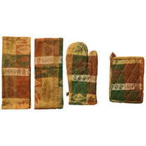 Kitchen Towel Set | 2 Towels Pot Holder Oven Mitt | Fall Harvest Jacquard Print | Hostess Gift