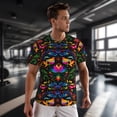 thumbnail image 3 of Wukai Mexican Flower Traditional1 Print Men's Short-Sleeved Mesh T-Shirt,Quick-Dry Short Sleeve Workout T-Shirt-XX-Large, 3 of 8
