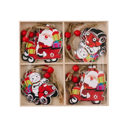 

Chueow Christmas Ornament Cartoon Print Gnome Old Man Christmas Wooden Tree Pendant Sales Today Clearance