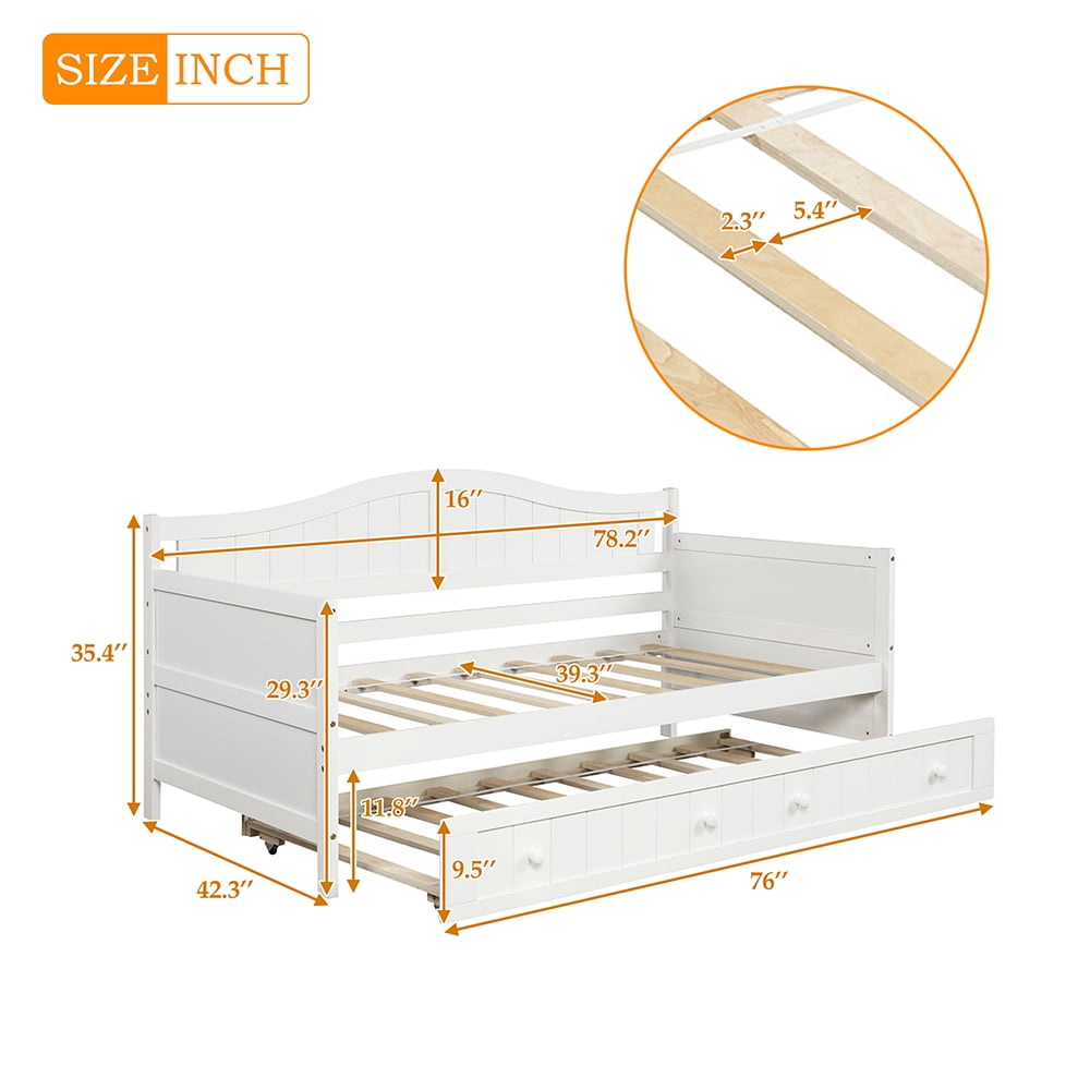 Lowestbest Twin Daybed with Trundle Bed, Sofa Bed for Bedroom Living Room, White Lowestbest Twin Daybed with Trundle Bed, Sofa Bed for Bedroom Living Room, White