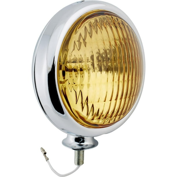 Chrome Vintage Style Fog Light, 12 Volt, Amber Lens