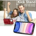 thumbnail image 3 of Design for iPhone 11/Eleven Phone Case with Screen Protector Adjustable Wrist Strap Kickstand Credit Card Slot Slim Shockproof Hybrid Rugged Protective Cover for iPhone11 Women Girls 6.1 inch Red, 3 of 14
