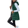 thumbnail image 2 of BRGZLK Womens Long Winter Vests 2026 Solid Color Stand Collar Sleeveless Outerwear Quilted Puffer Hooded Jacket with Pockets for Cold Weather Green L, 2 of 9