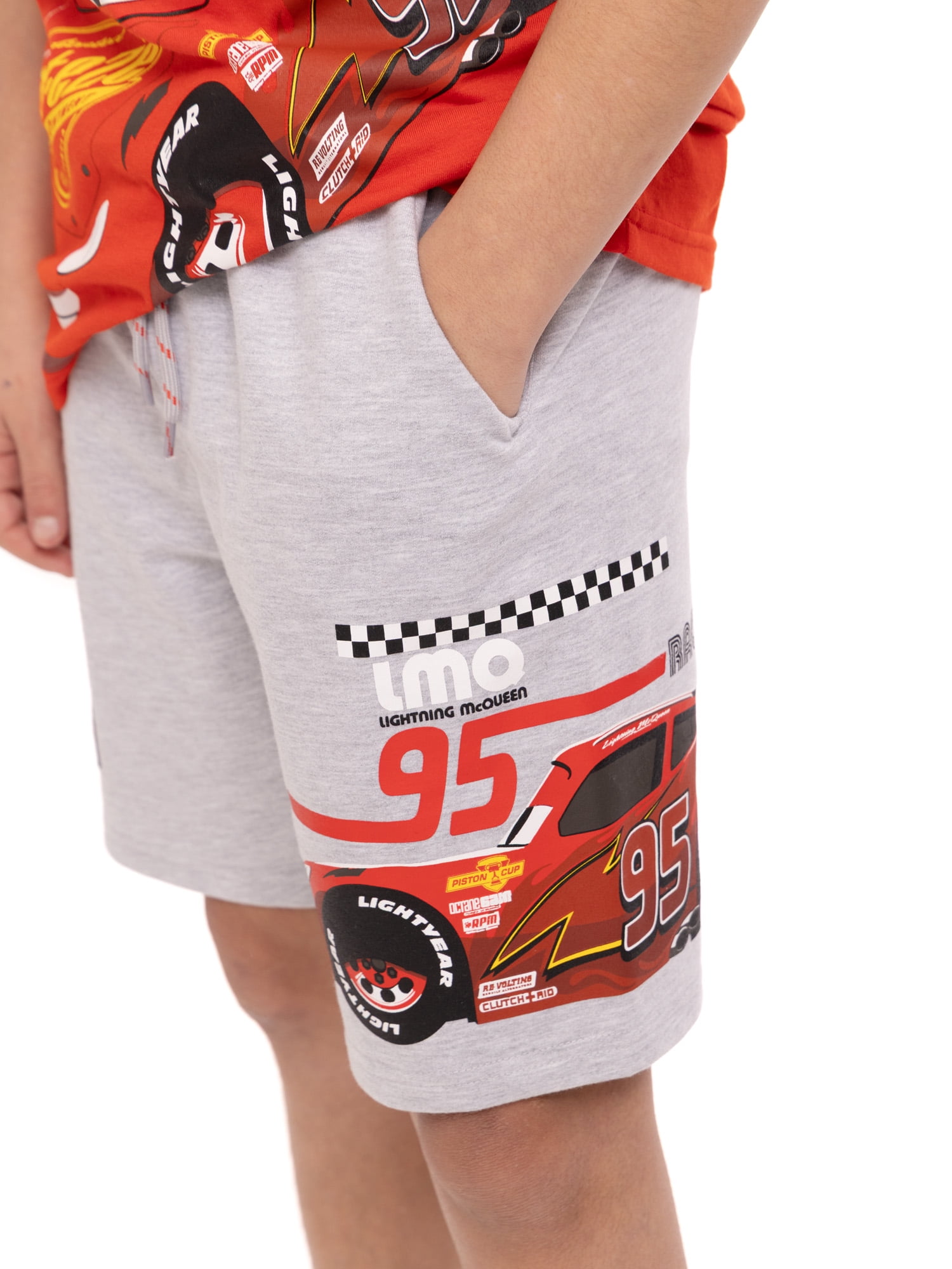 Disney Pixar Cars Lightning McQueen Boys Graphic Tee and Short Set, 2 Piece, Sizes 4-16
