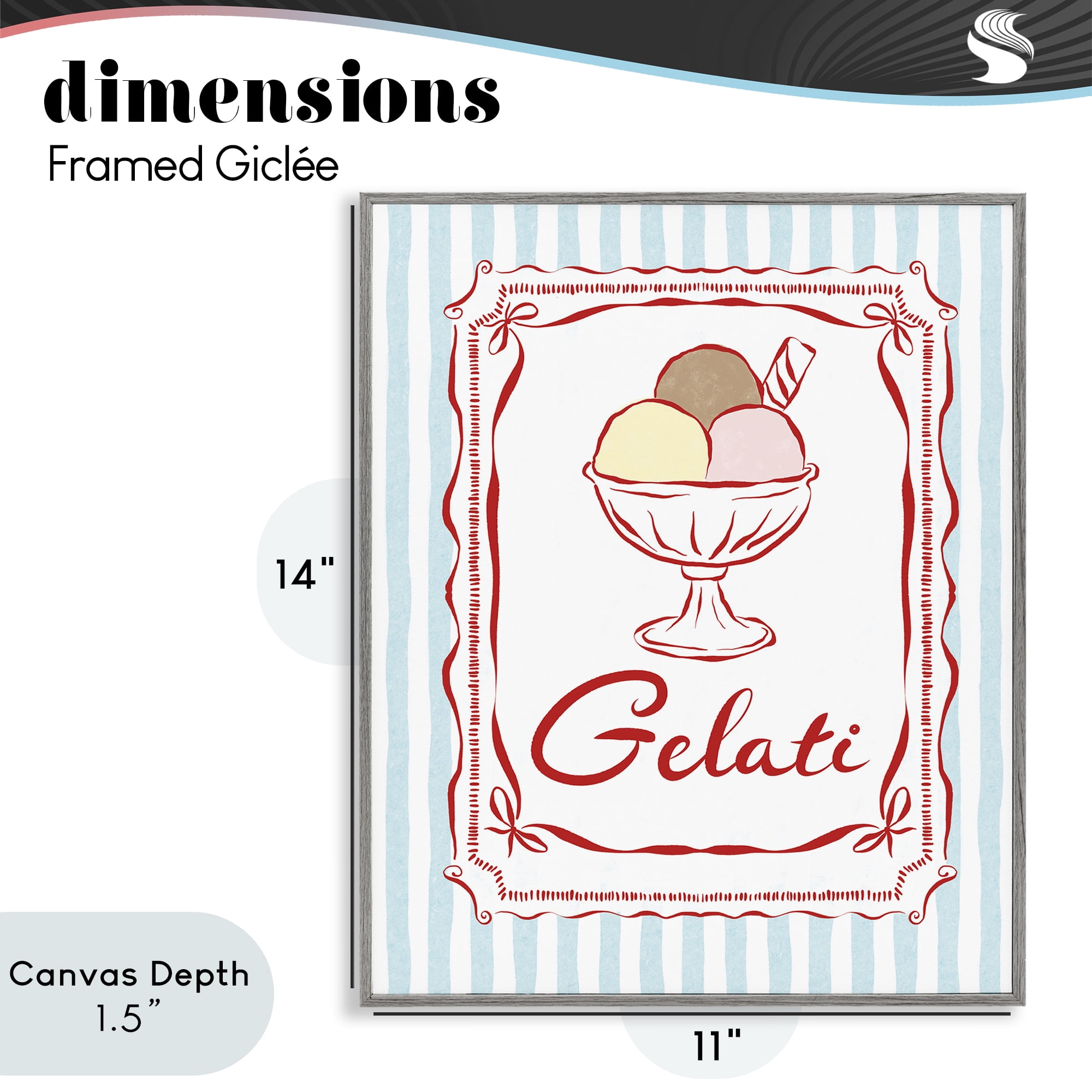 Stupell Industries Italian Summer Gelati Gray Framed Giclee Art, design by Miriam Wood