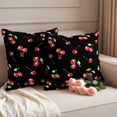 thumbnail image 6 of 2 Pack Outdoor Waterproof Throw Pillows, Watercolor Red Cherry on Black Decorative Square Pillow Case Patio Pillows for Chair Couch Sofa 16x16in, 6 of 9