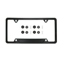 Unique Bargains Aluminium Alloy License Plate Holder with Slot Hole Mirror Polished License Plate Holder Black