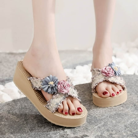

ERTUTUYI Fashion Women Beach Breathable Sandals Home Slipper Flip-Flops Wedges Shoes Purple 39