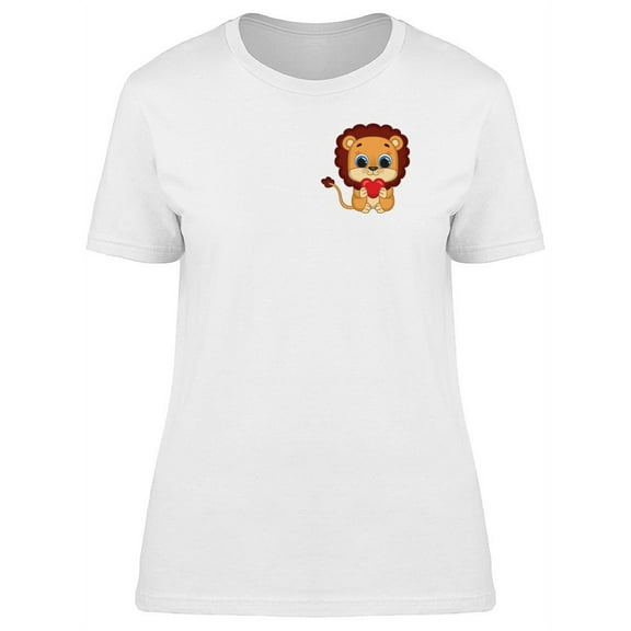 Lion Holding Tiny Heart T-Shirt Women -Image by Shutterstock, Female Medium