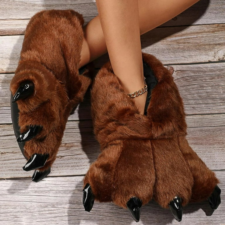 Shoes Plush Slippers Bear Paw Slippers Animal House Slippers - Walmart.com