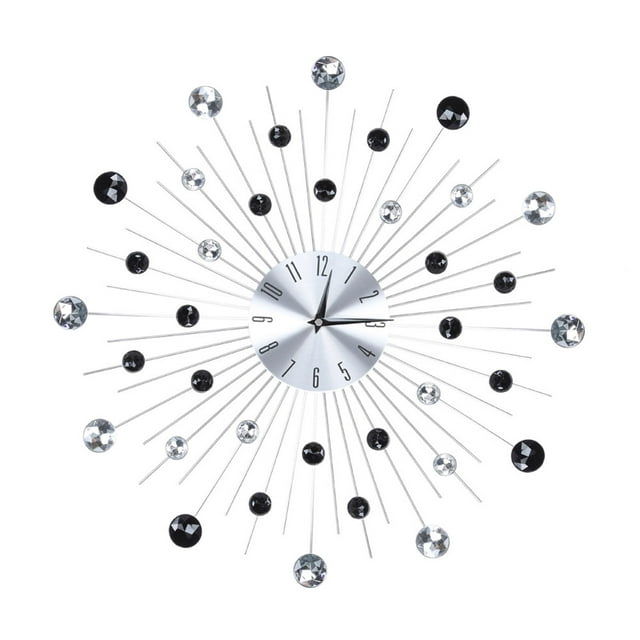 Wall Clock,Sparkling Bling Metallic Silver Sparkling Wall Clock Wall Clockwith Bling Diamond Enhanced Durability