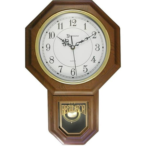 Timekeeper 180WAGM Essex Moderne Pendule Horloge Murale - Faux Bois&44; Brun - 17 Po