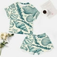 thumbnail image 4 of Beach Seashell Starfish Pajama Set for Women 2 Piece Sleepwear Loungewear Short Sleeve, 4 of 7