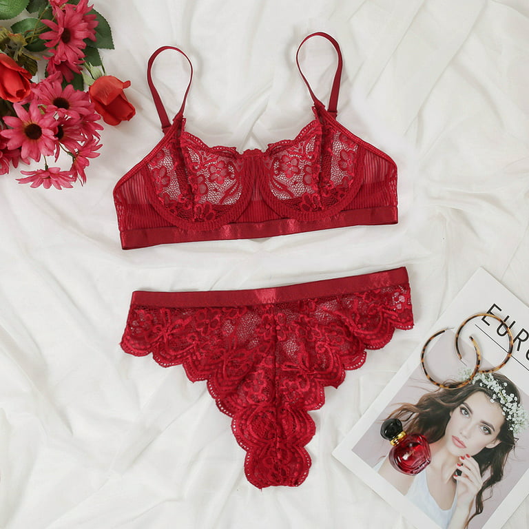 VerPetridure Thongs for Women Pack Cotton Underwear Sexy Panties for Women  Cotton Underwear Fashion Sexy Lace Bra Thong Two-piece Set Underwear Set