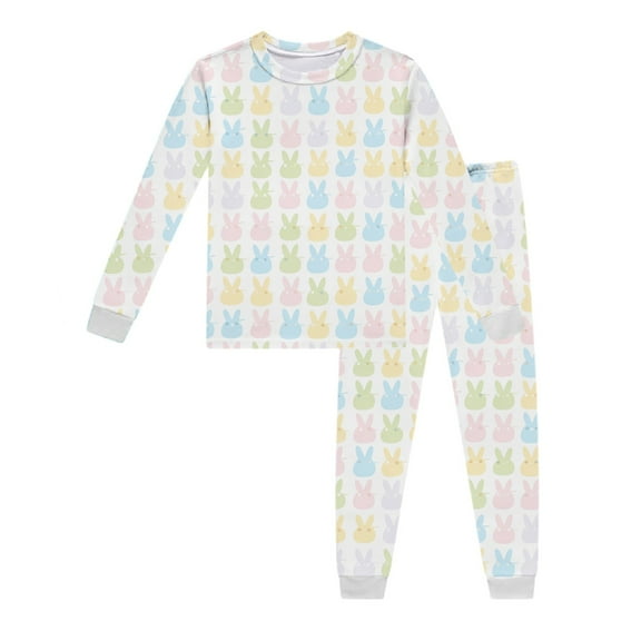 Rhuody Girls Easter Outfits Crewneck Tops Pants Long Sleeve Pajama Sleepwear Bunny Printed Homwear Cute Wear Grey 2 Years