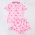 thumbnail image 5 of Valentine's Day Womens Pajama Short Sleeve Shorts With Bow Print Lapel Collar Comfortable Sleepwear Loungewear For Home, 5 of 9