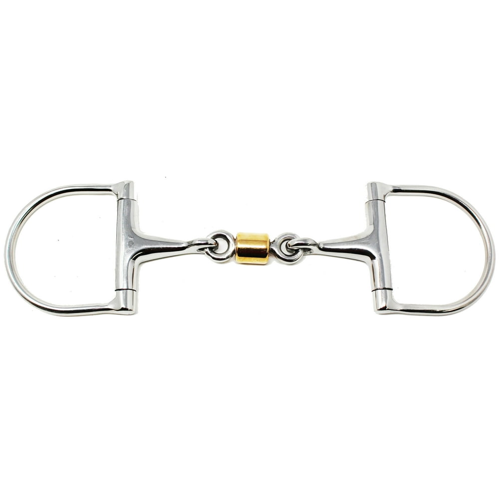 SS DRing Dog Bone Copper Roller 5" Mouth Snaffle Horse Bit 35520B