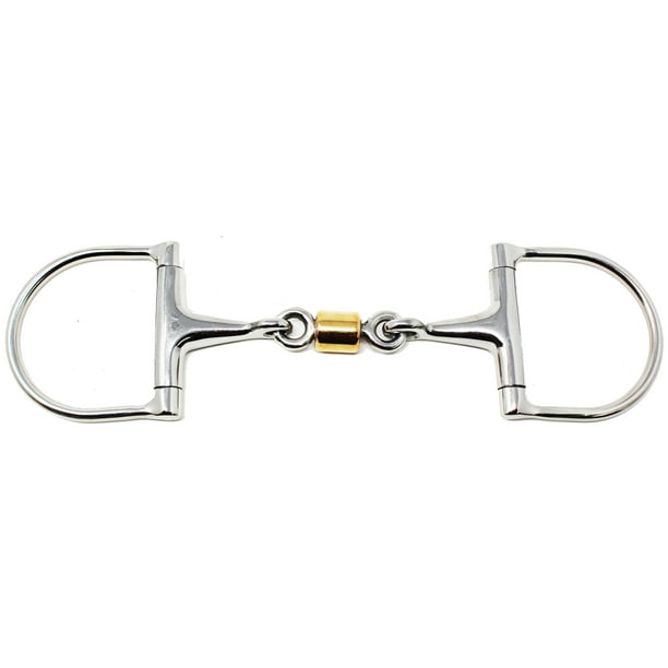 SS DRing Dog Bone Copper Roller 5" Mouth Snaffle Horse Bit 35520B