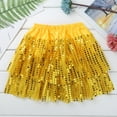 thumbnail image 4 of DPOIS Kids Girls Glittery Sequined Dance Tutu Skirt Gold 8-10, 4 of 7
