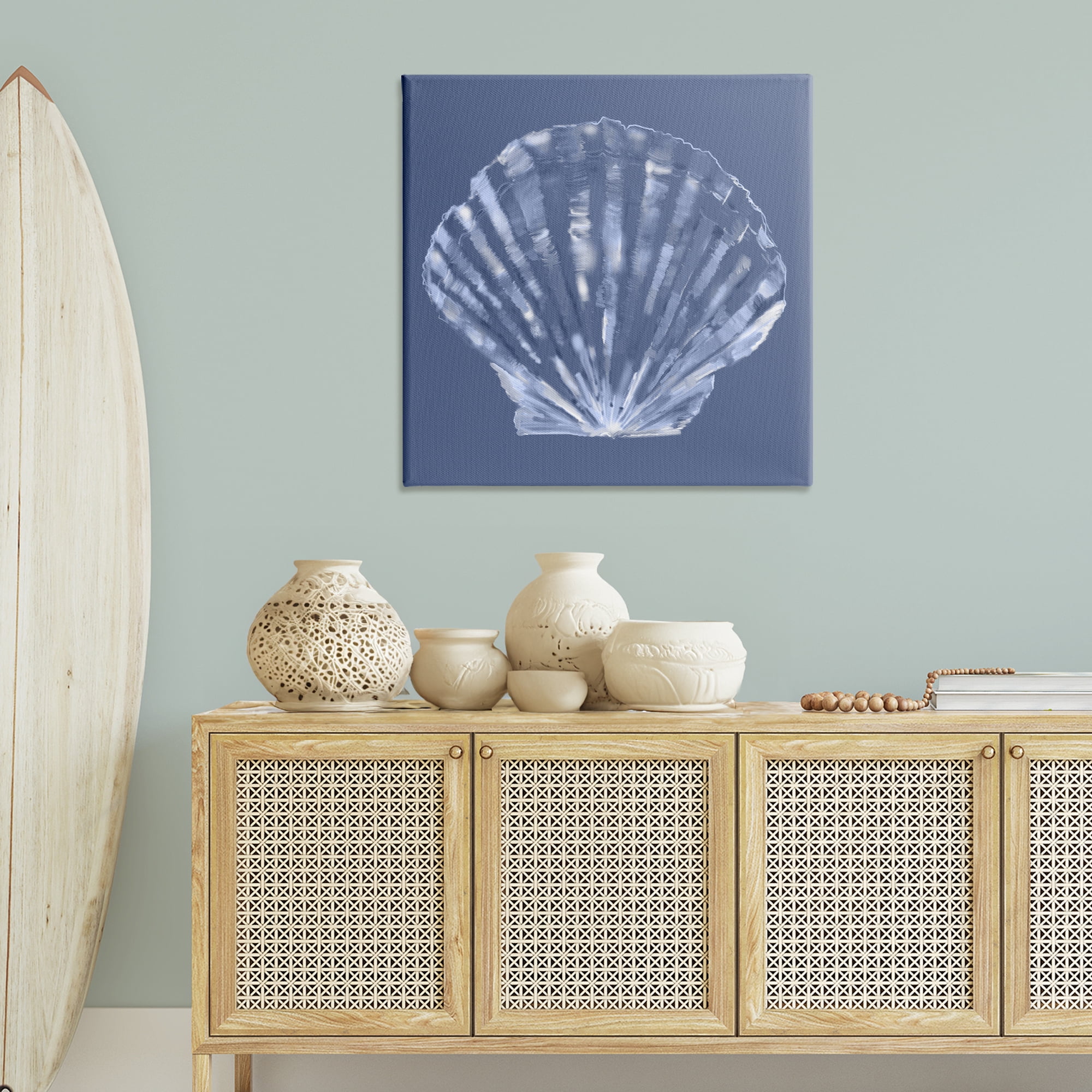 Stupell Industries Blue Nova Seashell Animals & Insects Painting Gallery Wrapped Canvas Art Print Wall Art, 36 x 36