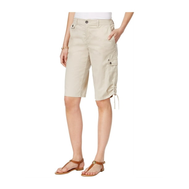Style & Co. Womens Ruched Cargo Casual Bermuda Shorts stonewall 8