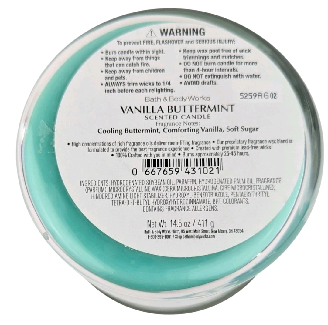 Bath & Body Works Vanilla Buttermint 3 Wick Scented Candle