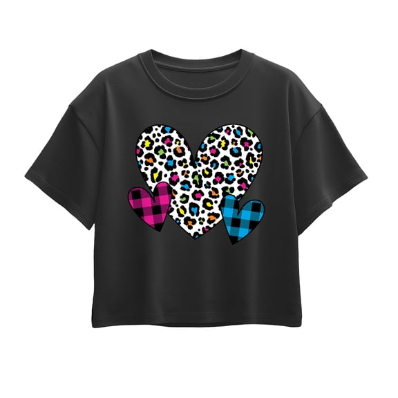 Instant Message - Patterned Hearts - Youth Girls Boxy T-Shirt