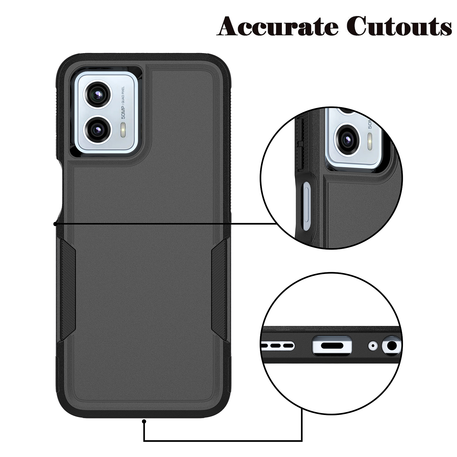 Njjex Moto G 5G 2023 Hybrid Shockproof Case, Black photo 3