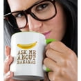 thumbnail image 2 of 3drose, an Image of a Yellow Banana. a Funny Text Ask Me About Bananas, 11oz Two-tone Green Mug, 2 of 6