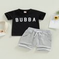 thumbnail image 2 of Newborn Baby Boy Summer Short Set Short Sleeve Bubba T-Shirt Elastic Waist Shorts 2Pcs Outfits Suit White Blue 6-12 Months, 2 of 8