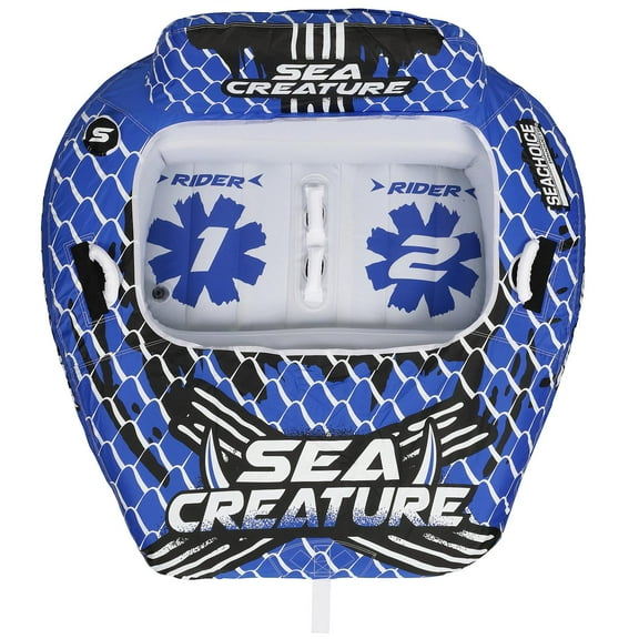 Seachoice Sea-Creature Towable Tube, Open Top Boat Tube w/ Backrests, 2 Person, 60 In. X 58 In.