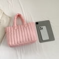 thumbnail image 3 of Bolsa acolchadas con asa superior acolchada de algodón informal para vacaciones de fin de semana (rosa) JShteea Para Estrenar, 3 of 9