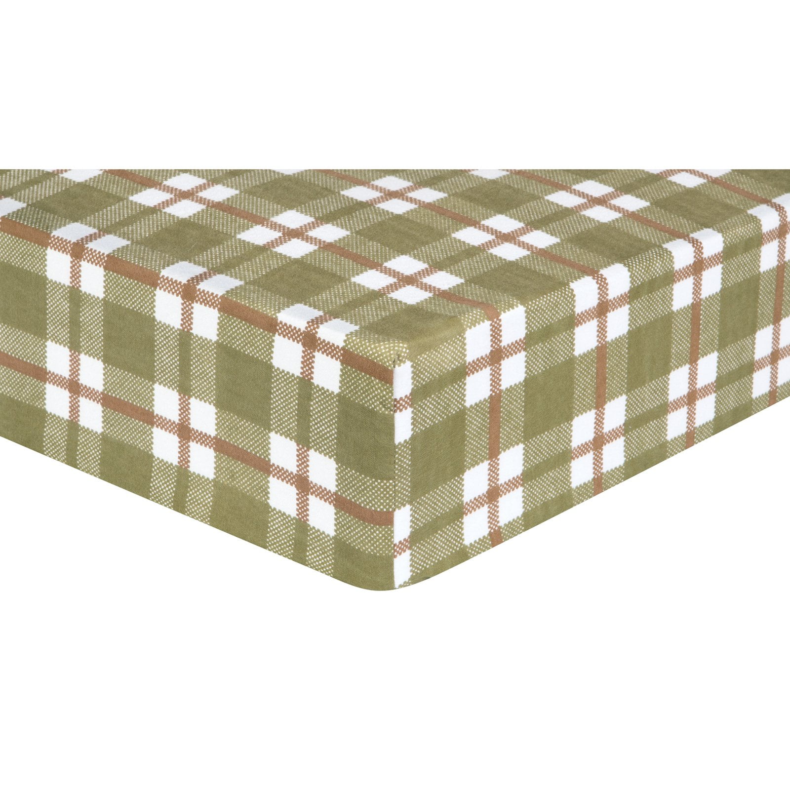 Green and Brown Plaid Flannel Fitted Crib Sheet - Walmart ...