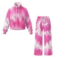 thumbnail image 5 of Uorisanigo Pink Tie Dye Women's 2 Pack Lounge Set Mock Neck Sweatshirts Wide Leg with Side Pocket Plus Size Tracksuit Loungewear Baggy Comfy Sweatsuit Travel Airport Outfits, 5 of 8
