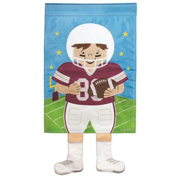Magnolia Gardens M011280 13 x 18 in. Football Maroon & Grey Applique Garden Flag