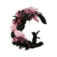 thumbnail image 1 of Halloween Moon Cat Wreath-12In Rattan Rings Kittens Atmosphere Decorations Halloween Wreath DIY Artificial Flowers Moon Cat Shape Festival Twigs, 1 of 8
