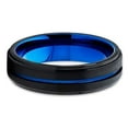 thumbnail image 2 of Silly Kings Jewelry Black Tungsten Wedding Band - Blue Tungsten Ring - 6mm Tungsten Band - Brush (7), 2 of 3